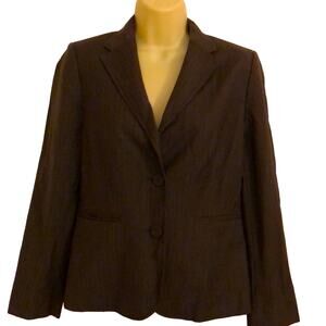 Ann Taylor Petite 8P Brown Pinstriped Suit Jacket Blazer Office Professional